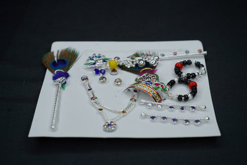 Pure Silver Krishna Jewelry Set 33g