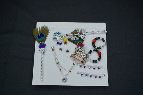 Pure Silver Krishna Jewelry Set 33g