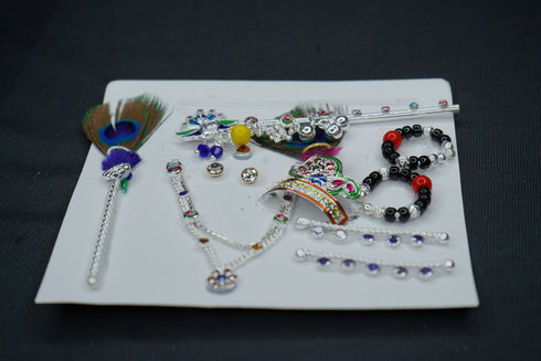 Pure Silver Krishna Jewelry Set 33g