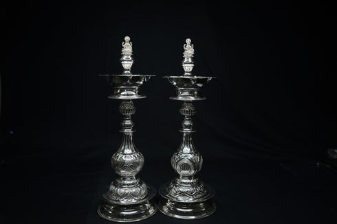 Pure Silver Laxmi Design Diya Pair 770g