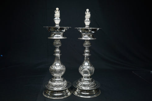 Pure Silver Laxmi Design Diya Pair 770g