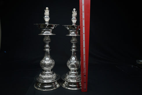 Pure Silver Laxmi Design Diya Pair 770g