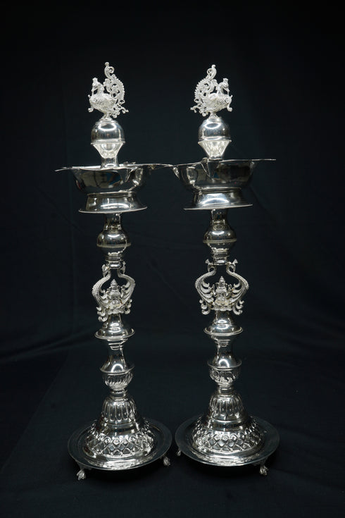 Pure Silver Big Ganesh Design Diya 790g