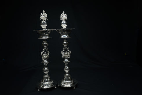 Pure Silver Big Ganesh Design Diya 790g