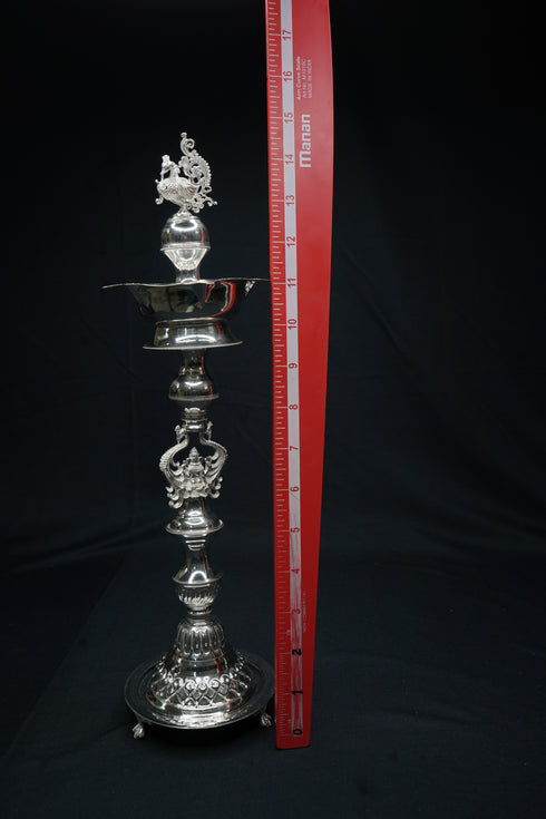 Pure Silver Big Ganesh Design Diya 790g