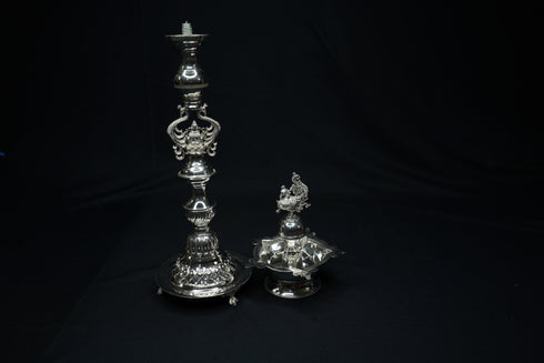 Pure Silver Big Ganesh Design Diya 790g