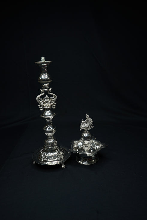 Pure Silver Big Ganesh Design Diya 790g