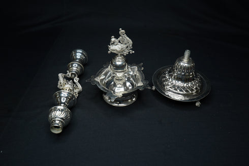 Pure Silver Big Ganesh Design Diya 790g