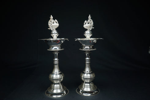 Pure Silver Peacock Design Fancy Pair Diya 350g