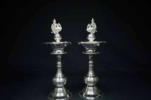 Pure Silver Peacock Design Fancy Pair Diya 350g