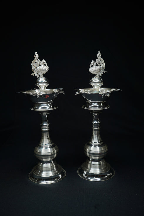Pure Silver Peacock Design Fancy Pair Diya 350g