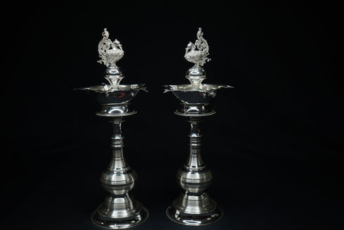 Pure Silver Peacock Design Fancy Pair Diya 350g