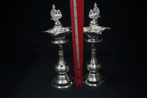 Pure Silver Peacock Design Fancy Pair Diya 350g