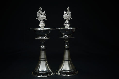 Pure Silver Peacock Design Fancy Diya Pair 310g