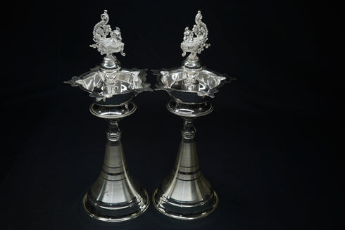 Pure Silver Peacock Design Fancy Diya Pair 310g