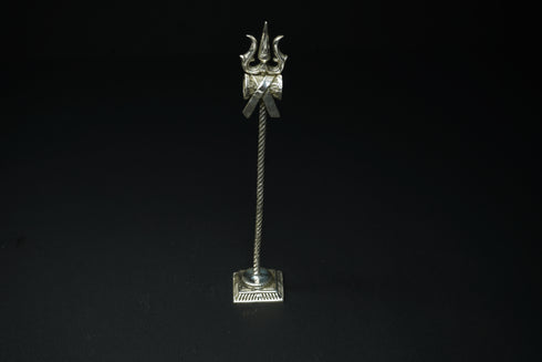 Pure Silver Trishul With Damaru 40 grams