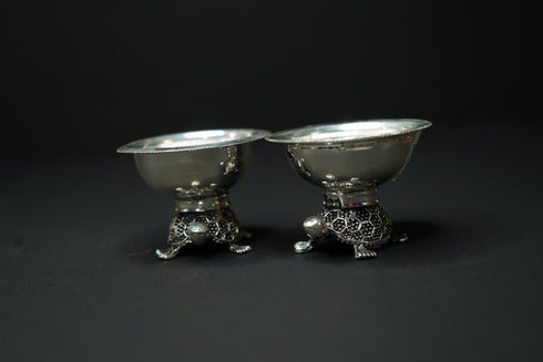 Pure Silver Tortoise Pair Diya 139.97grams