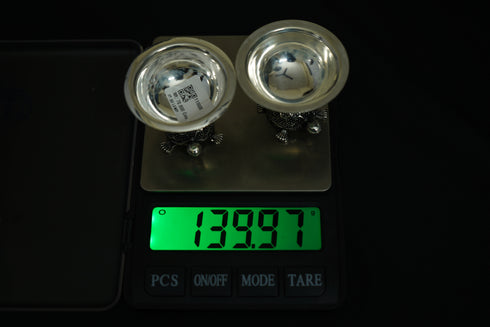 Pure Silver Tortoise Pair Diya 139.97grams