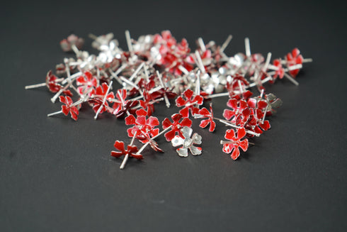 Pure Silver Red Flowers 5g (Pack of 5)