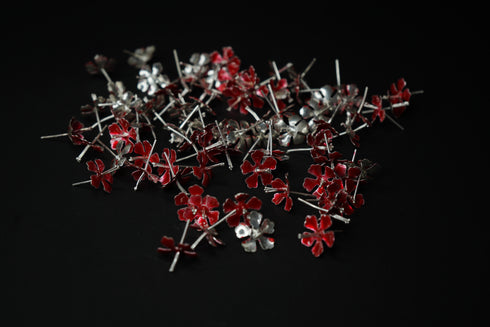 Pure Silver Red Flowers 5g (Pack of 5)