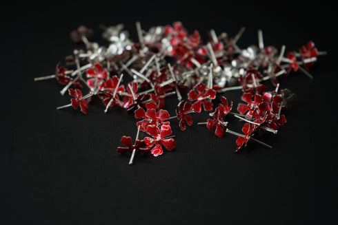 Pure Silver Red Flowers 5g (Pack of 5)