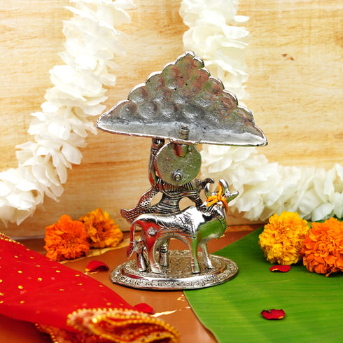 Servdharm Govardhan Krishna Idol 8.5 inch Silver Plated