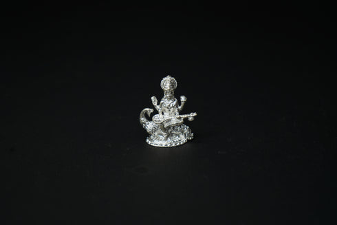 Pure Silver Saraswati on Peacock Idol 33.43 grams