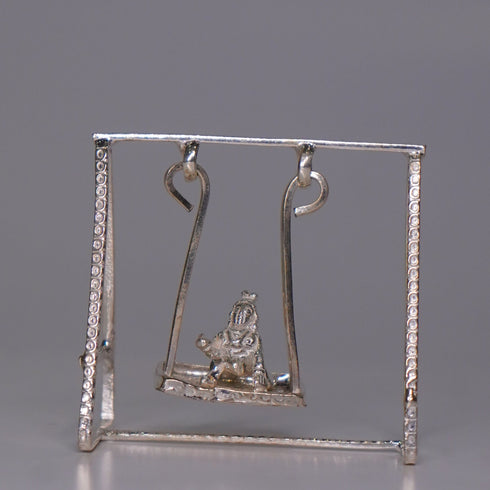 Pure Silver Jhula Set With Krishna Idol 12g