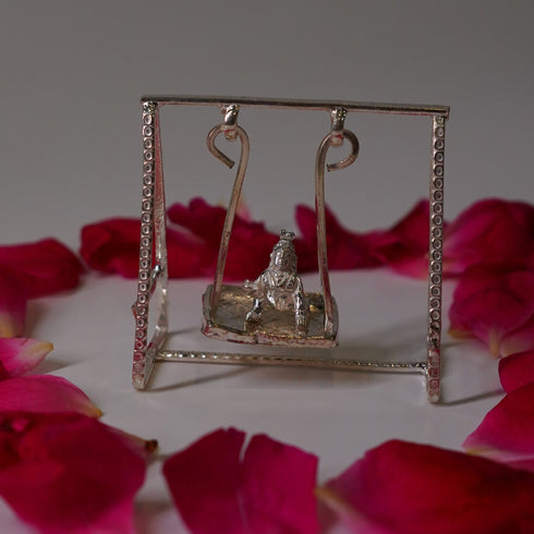 Pure Silver Jhula Set With Krishna Idol 12g