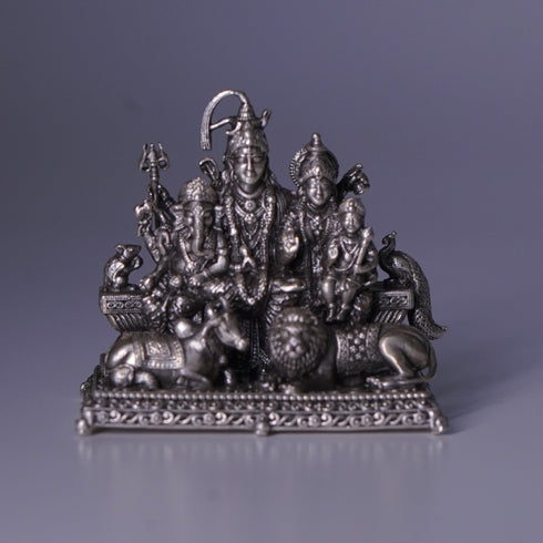 Pure Silver Shivparivar Antique Idol 57g