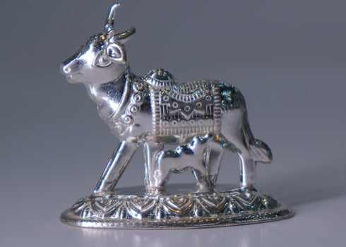 Pure Silver Cow and Calf Idol 14 grams