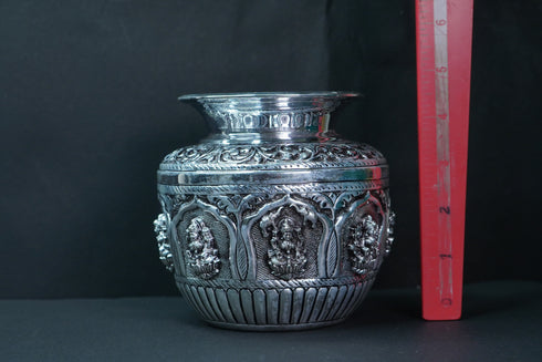Pure Silver Antique Ashta Laxmi Lota 443.58g By Mahita Collections