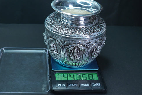 Pure Silver Antique Ashta Laxmi Lota 443.58g By Mahita Collections