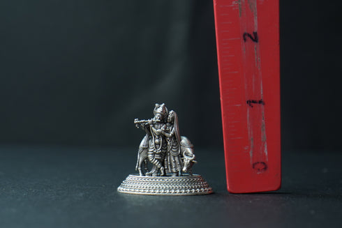 Pure Silver Antique Radha Krishna Idol Without Frame 16G By Mahita Collections