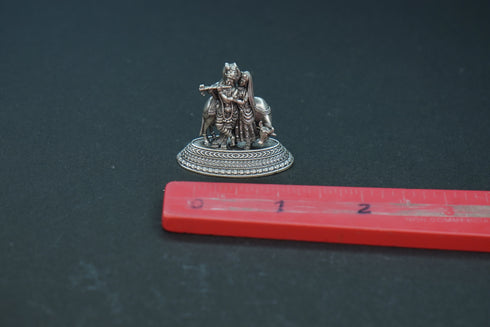 Pure Silver Antique Radha Krishna Idol Without Frame 16G By Mahita Collections