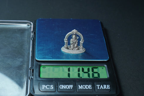 Pure Silver Antique Hanuman Idol Sitting With Frame 11.46G By Mahita Collections