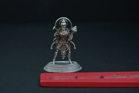 Pure Silver Antique Hanuman Idol Standing With Mala 22.85G By Mahita Collections