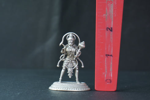 Pure Silver Antique Hanuman Idol Standing With Mala 22.85G By Mahita Collections