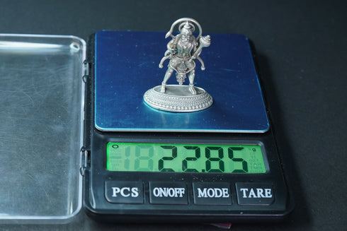 Pure Silver Antique Hanuman Idol Standing With Mala 22.85G By Mahita Collections