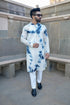 Kzari Nila-Wala Safed Chanderi Silk Tie & Dye Kurta