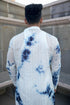Kzari Nila-Wala Safed Chanderi Silk Tie & Dye Kurta
