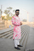 Kzari Gulabi Nazaqat Chanderi Silk Kurta with Checks and Mirror Embellishments