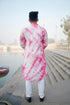 Kzari Gulabi Nazaqat Chanderi Silk Kurta with Checks and Mirror Embellishments