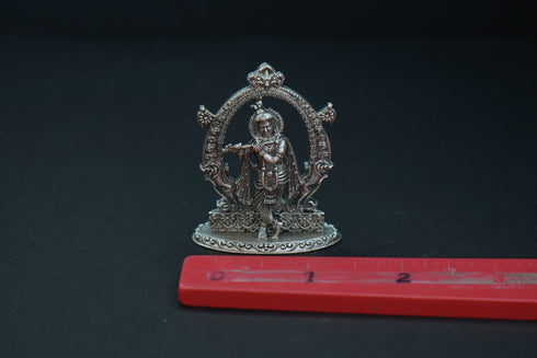 Pure Silver Antique Krishna Idol With Frame 30.93G By Mahita Collections