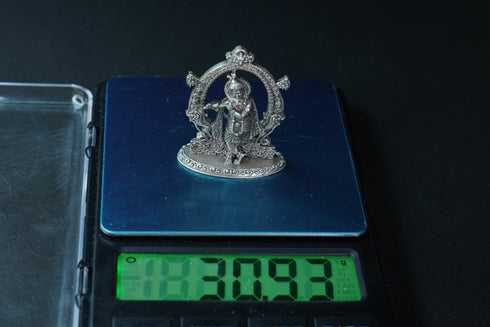 Pure Silver Antique Krishna Idol With Frame 30.93G By Mahita Collections