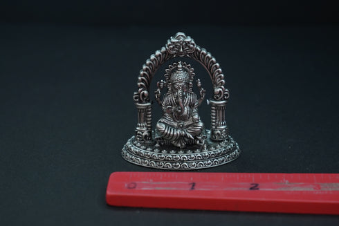 Pure Silver Antique Ganesh Idol With Frame 58.51G By Mahita Collections