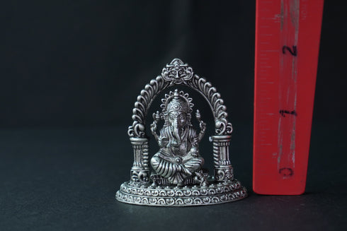 Pure Silver Antique Ganesh Idol With Frame 58.51G By Mahita Collections