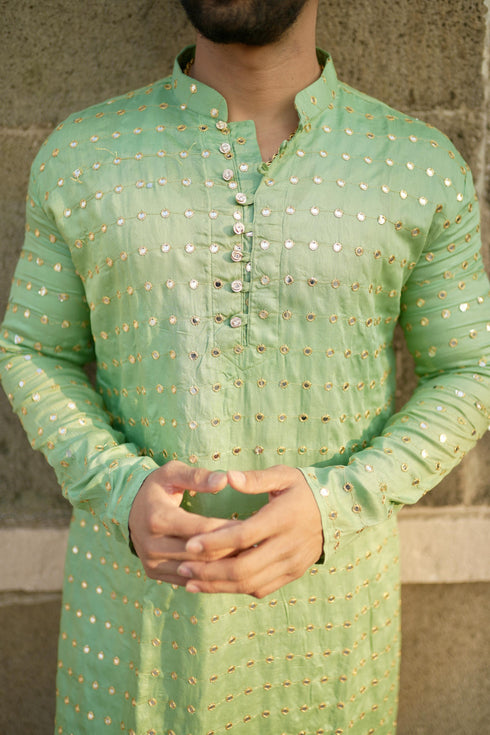 Kzari Pista Kaanch - Rayon Mirror Kurta