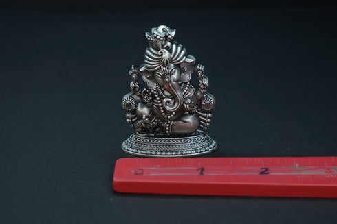 Pure Silver Antique Ganesh Idol With Out Frame 33.20G By Mahita Collections