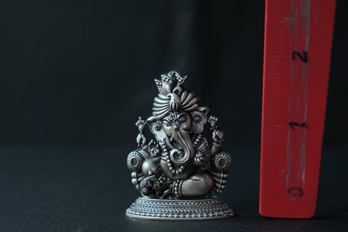 Pure Silver Antique Ganesh Idol With Out Frame 33.20G By Mahita Collections